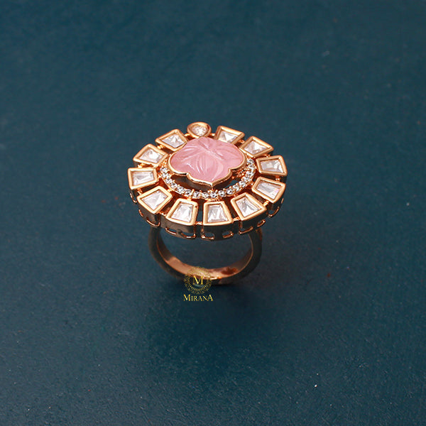 Anushree Pastel Pink Polki Designer Ring