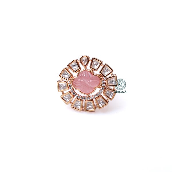 Anushree Pastel Pink Polki Designer Ring