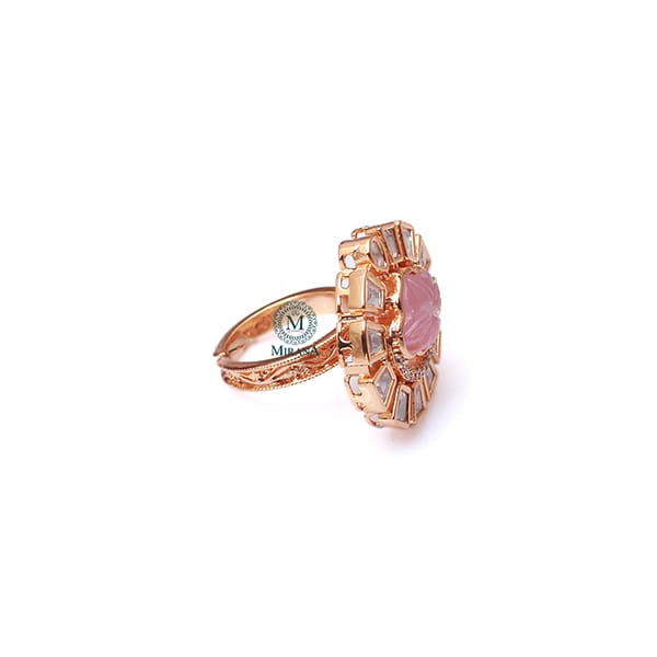 Anushree Pastel Pink Polki Designer Ring