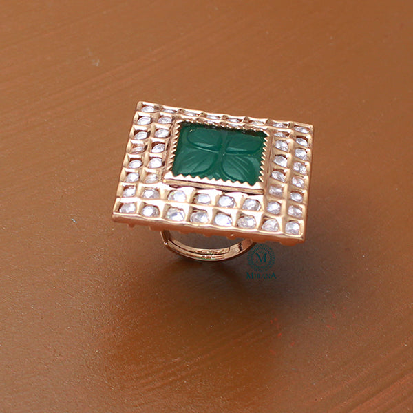 Priyanshi Green Polki Designer Ring