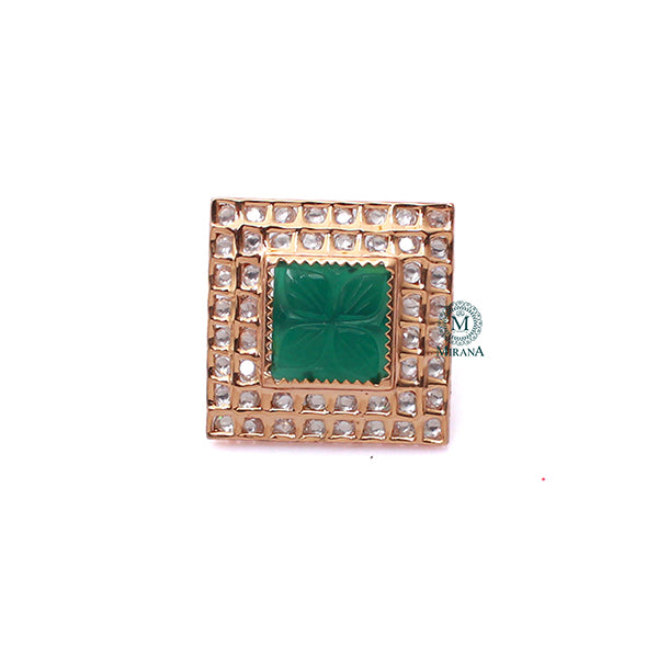 Priyanshi Green Polki Designer Ring