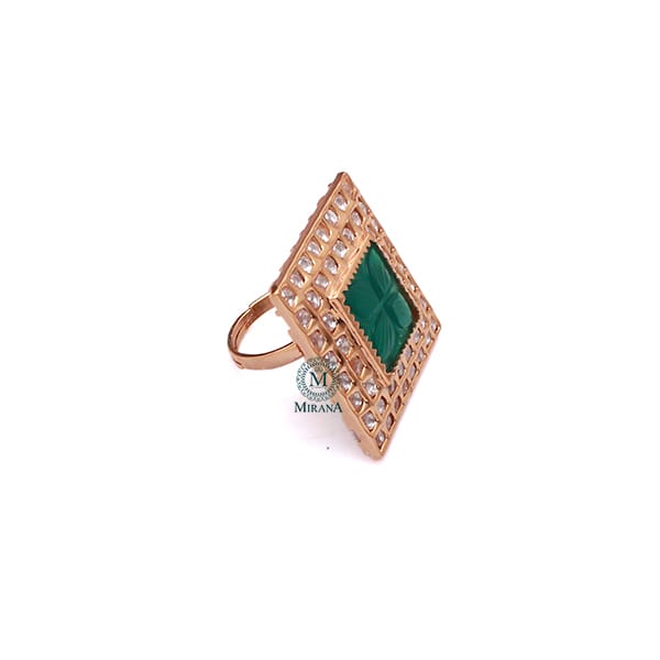 Priyanshi Green Polki Designer Ring