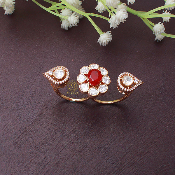 Krati Ruby Polki Designer Ring