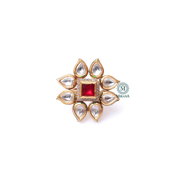 Tanisha Ruby Polki Designer Ring