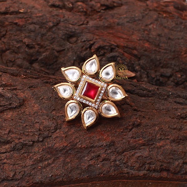 Tanisha Ruby Polki Designer Ring