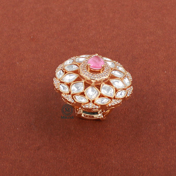 Oeshi Pink Polki Designer Ring