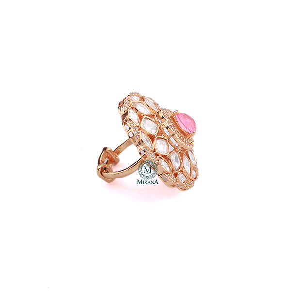Oeshi Pink Polki Designer Ring