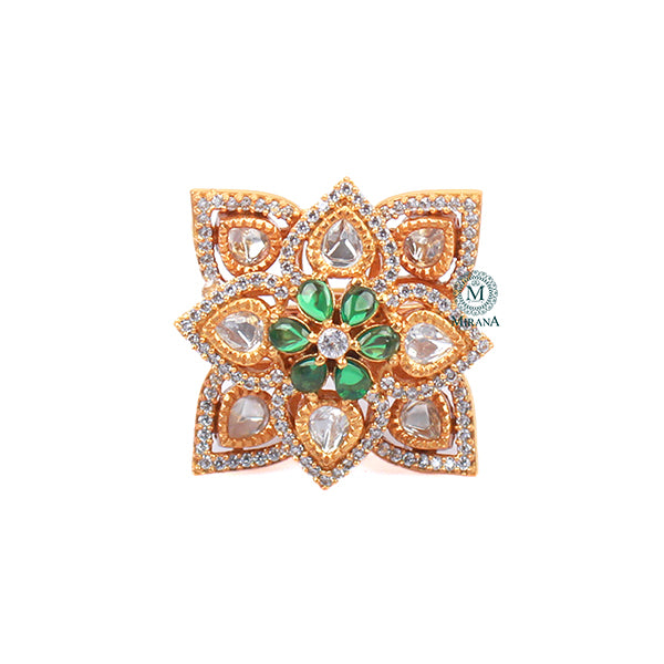 Gungun Emerald Green Polki Designer Ring
