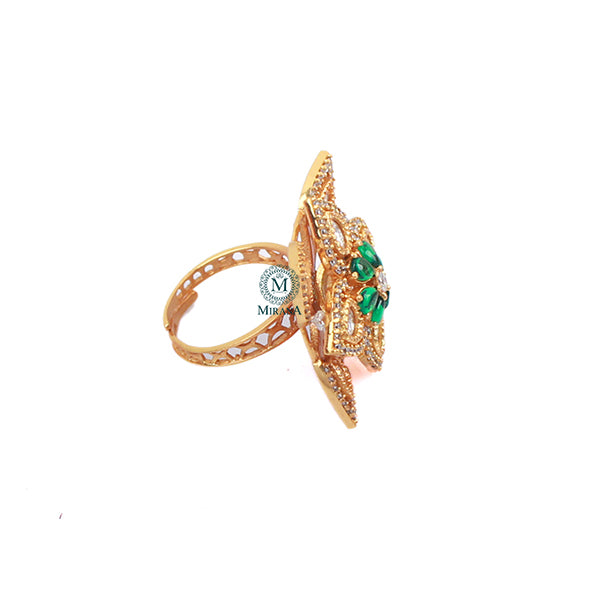 Gungun Emerald Green Polki Designer Ring