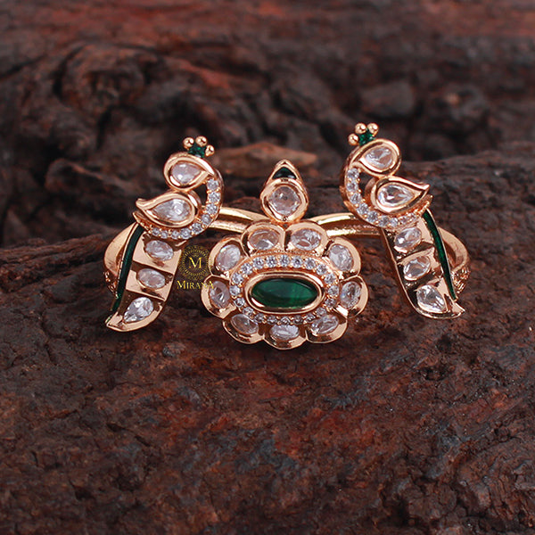 Janu Emerald Green Polki Designer Ring