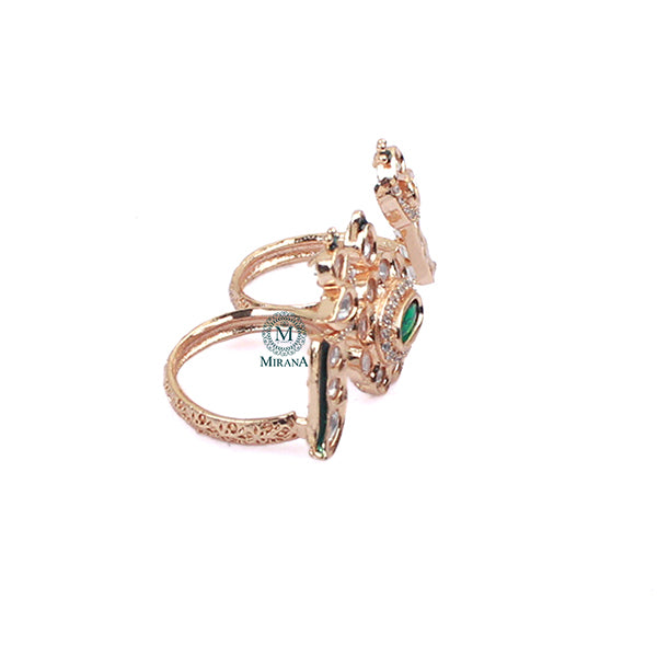 Janu Emerald Green Polki Designer Ring