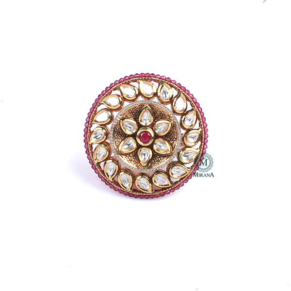 Shivangi Ruby Polki Designer Ring