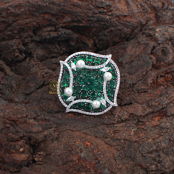 Evelyn Emerald Green Designer Ring