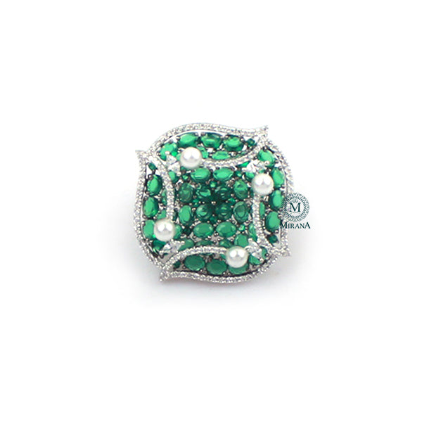 Evelyn Emerald Green Designer Ring
