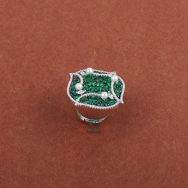 Evelyn Emerald Green Designer Ring