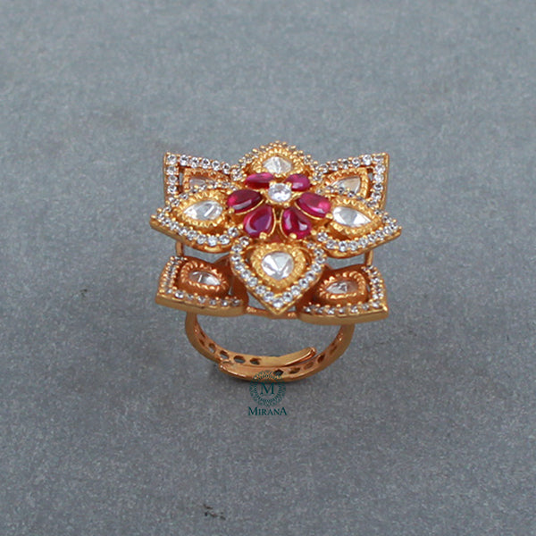 Gungun Ruby Polki Designer Ring