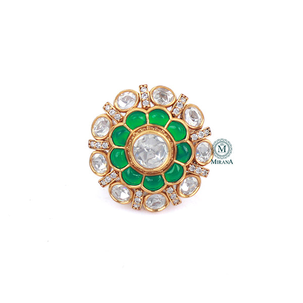 Bidaai Emerald Green Polki Designer Ring