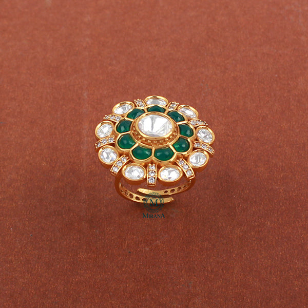 Bidaai Emerald Green Polki Designer Ring