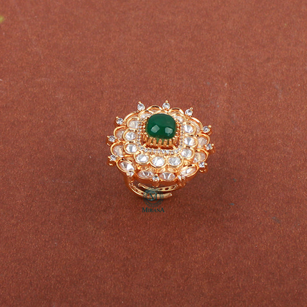 Neesha Emerald Green Polki Designer Ring