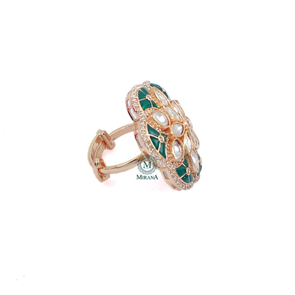 Taniya Emerald Green Polki Designer Ring