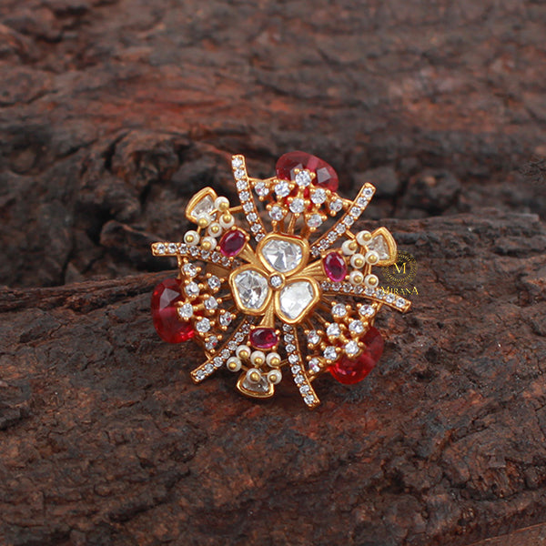 Gulaabo Ruby Polki Designer Ring