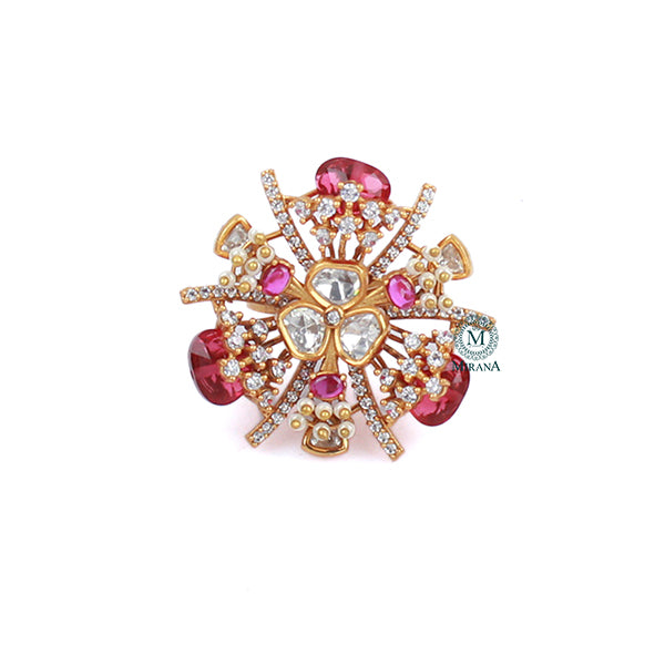 Gulaabo Ruby Polki Designer Ring