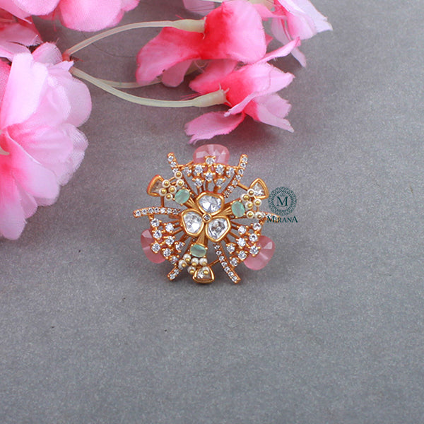 Gulaabo Pastels Colour Polki Designer Ring