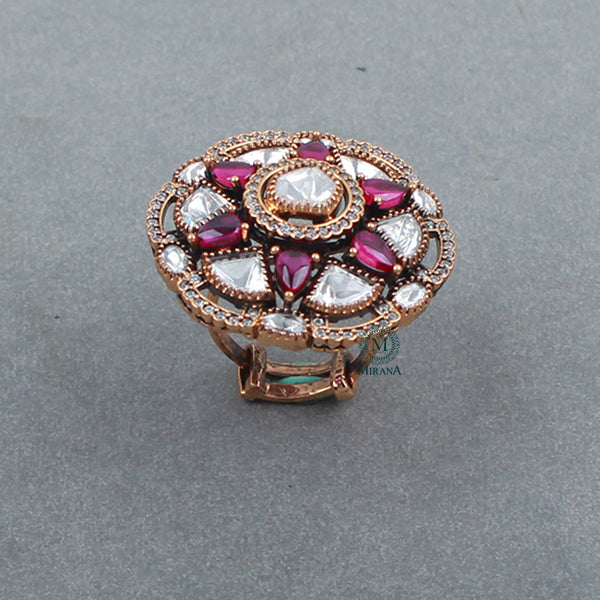 Yuvanshi Ruby Polki Designer Ring