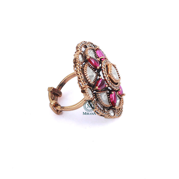 Yuvanshi Ruby Polki Designer Ring