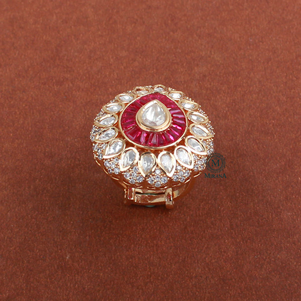 Rashika Ruby Polki Designer Ring