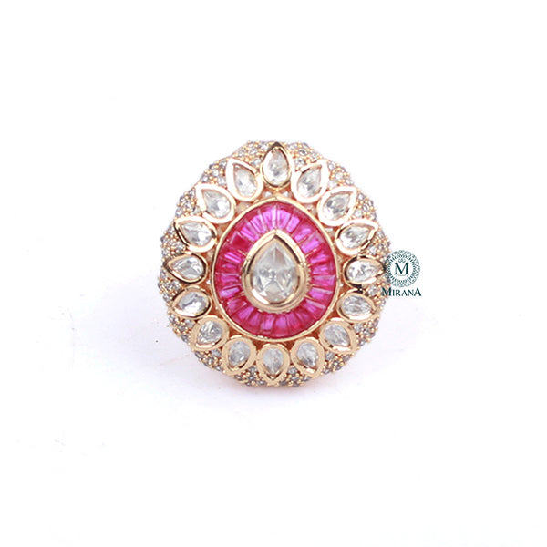 Rashika Ruby Polki Designer Ring
