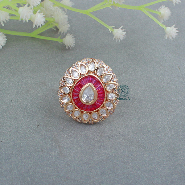 Rashika Ruby Polki Designer Ring