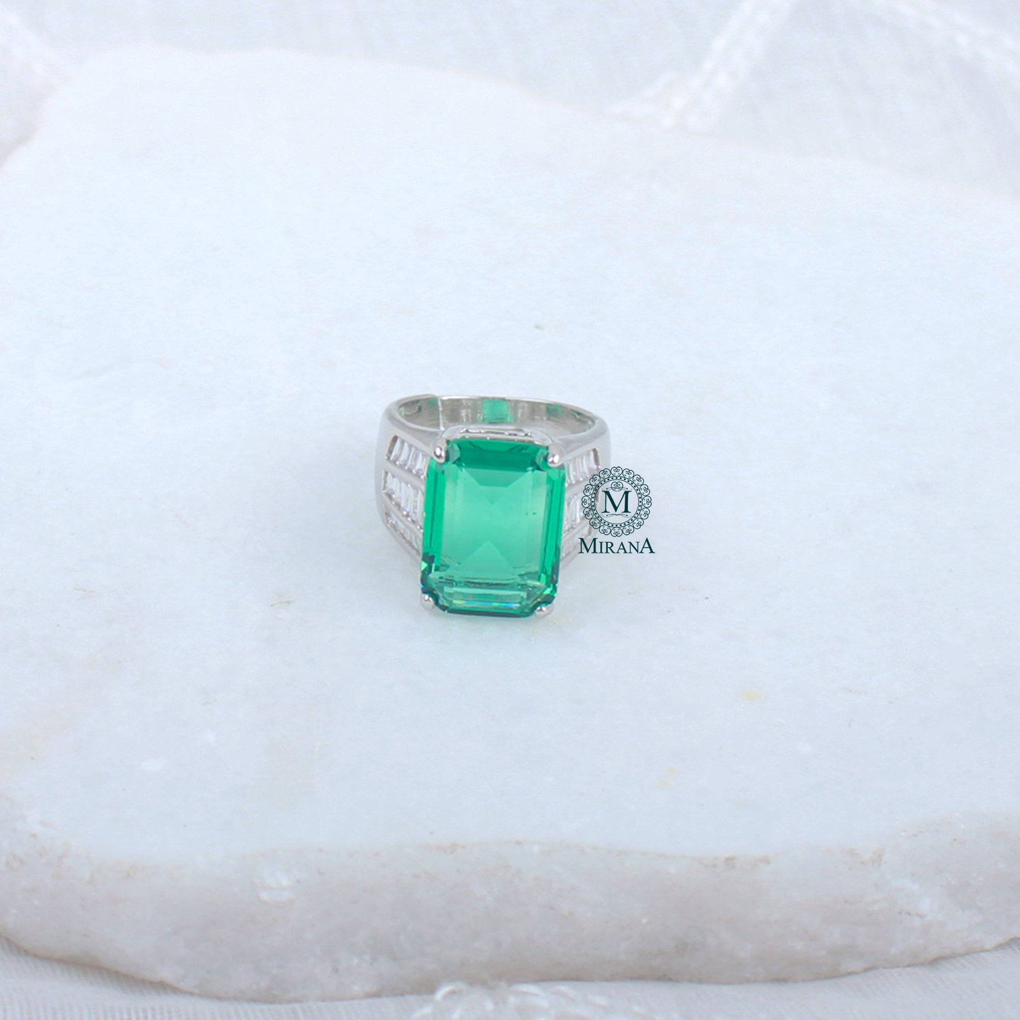 Leilani Teal Green CZ Designer Ring