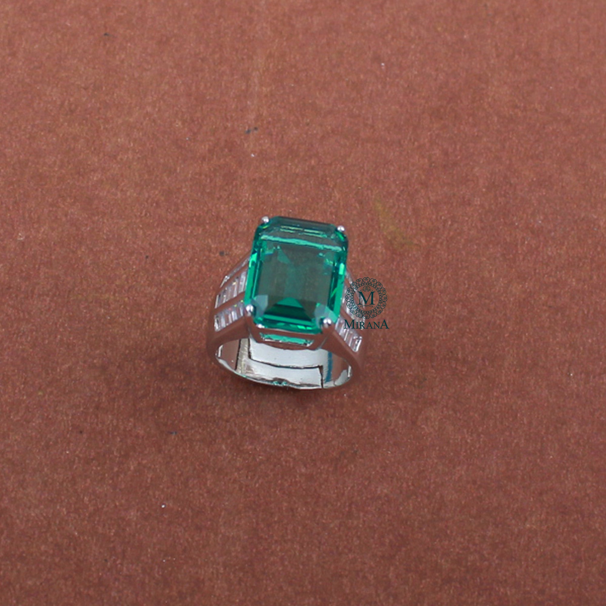 Leilani Teal Green CZ Designer Ring