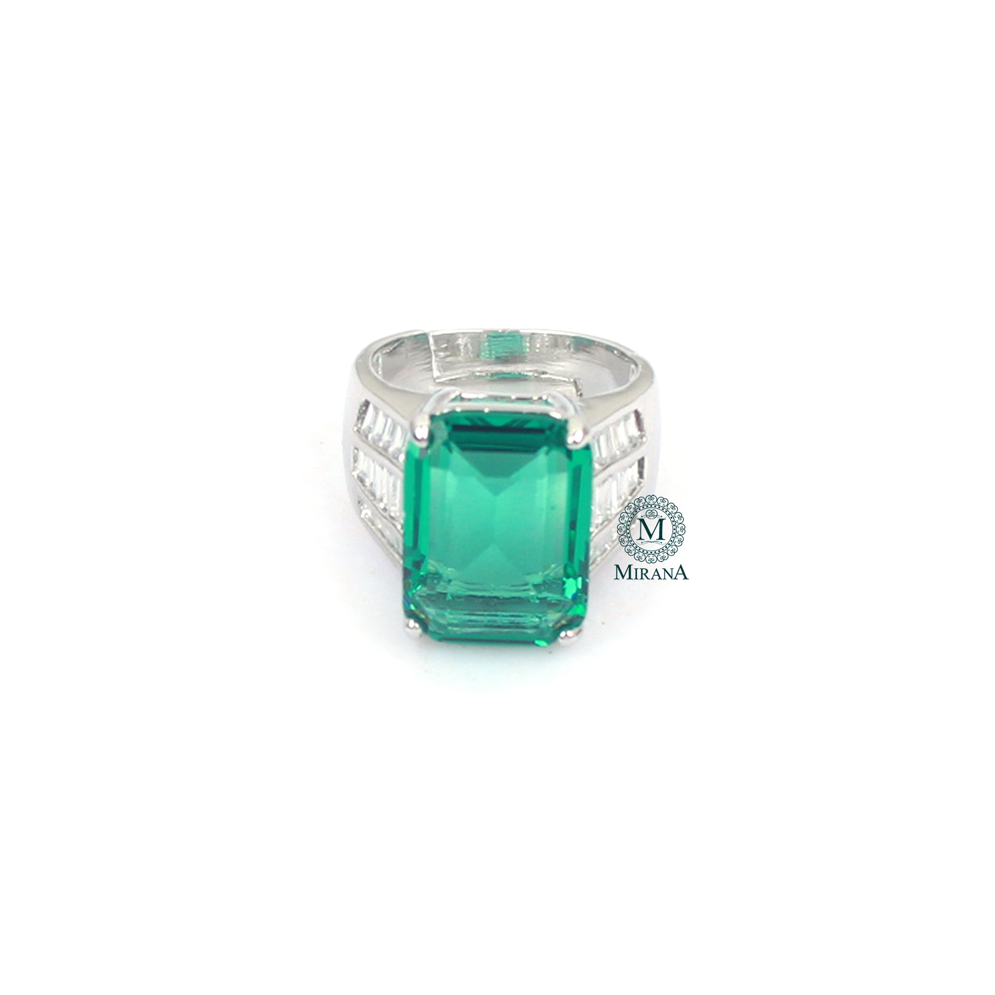 Leilani Teal Green CZ Designer Ring