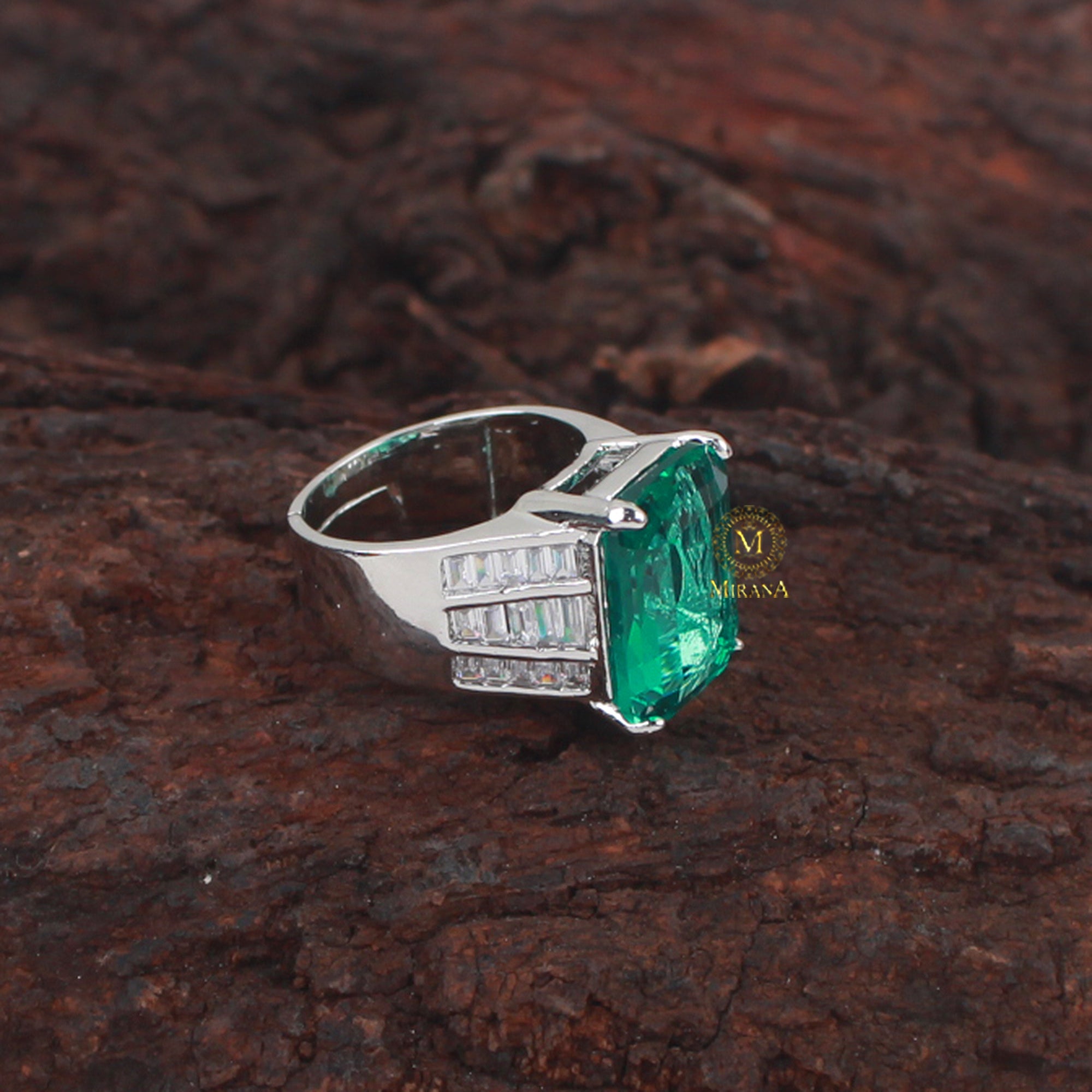 Leilani Teal Green CZ Designer Ring