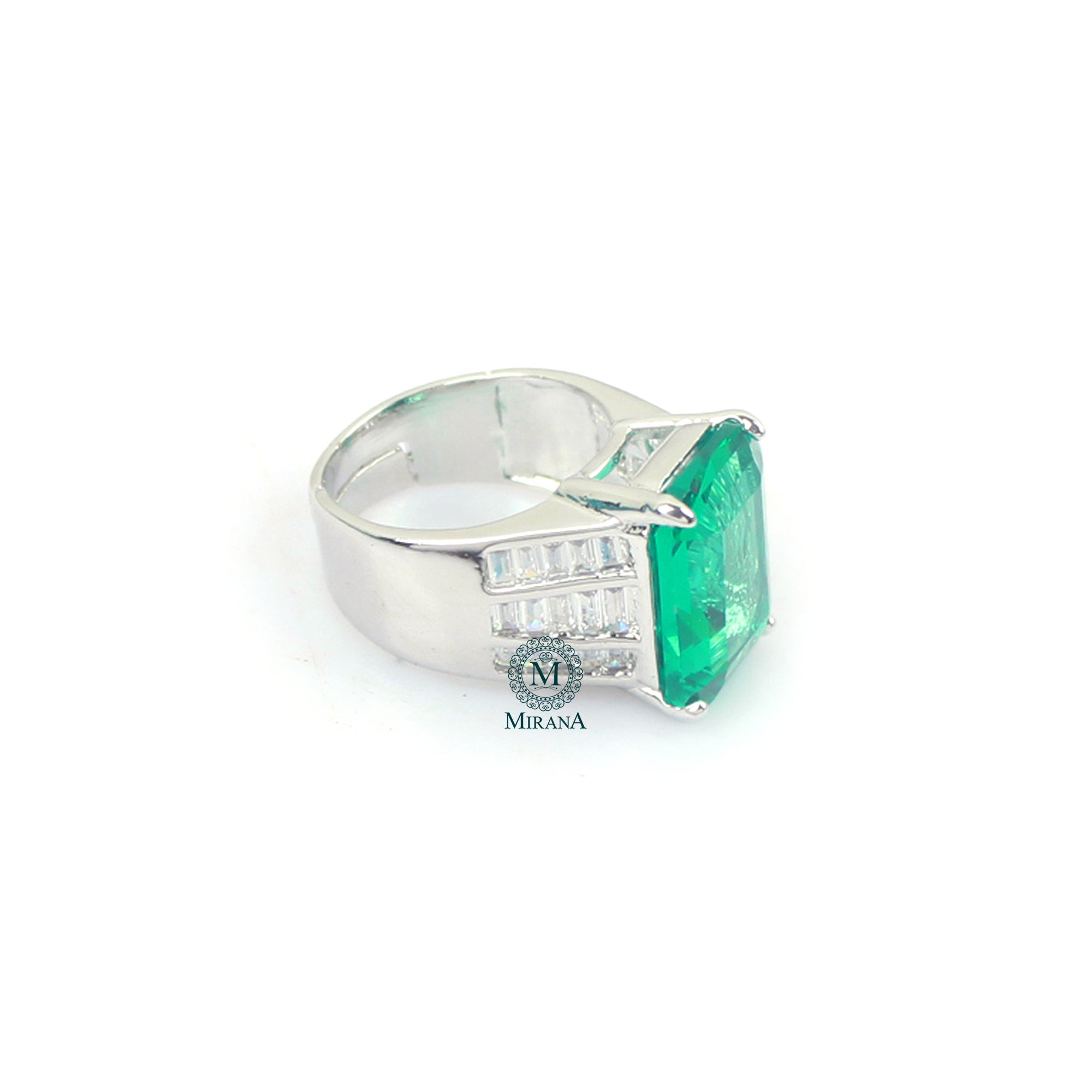 Leilani Teal Green CZ Designer Ring