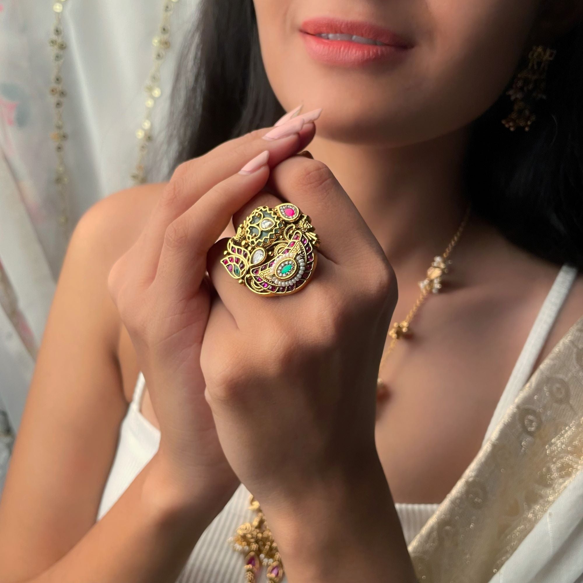 Saanjh Antique Designer Ring