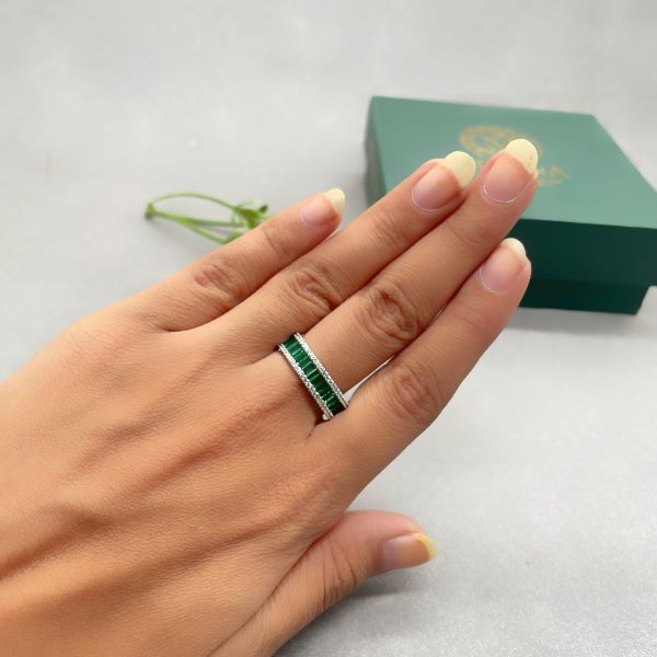 Claire Emerald Green CZ Designer Ring