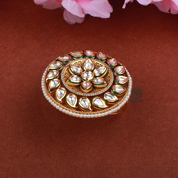 Nihita Emerald Green Polki Designer Ring