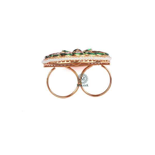 Nihita Emerald Green Polki Designer Ring