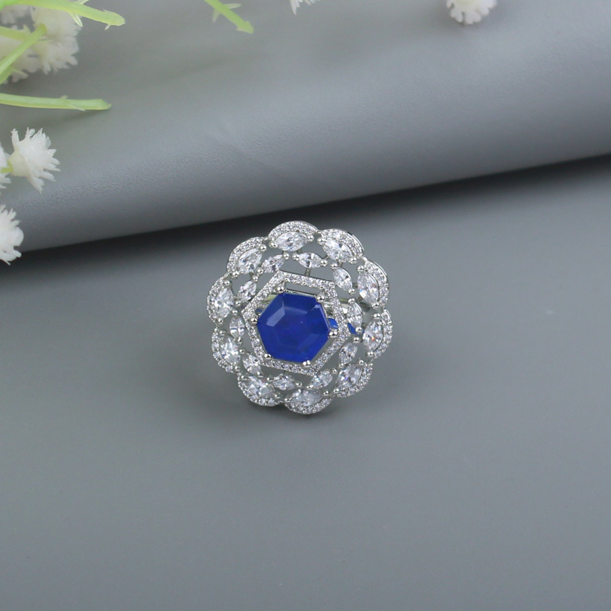 Dovie Sapphire Blue Designer Ring