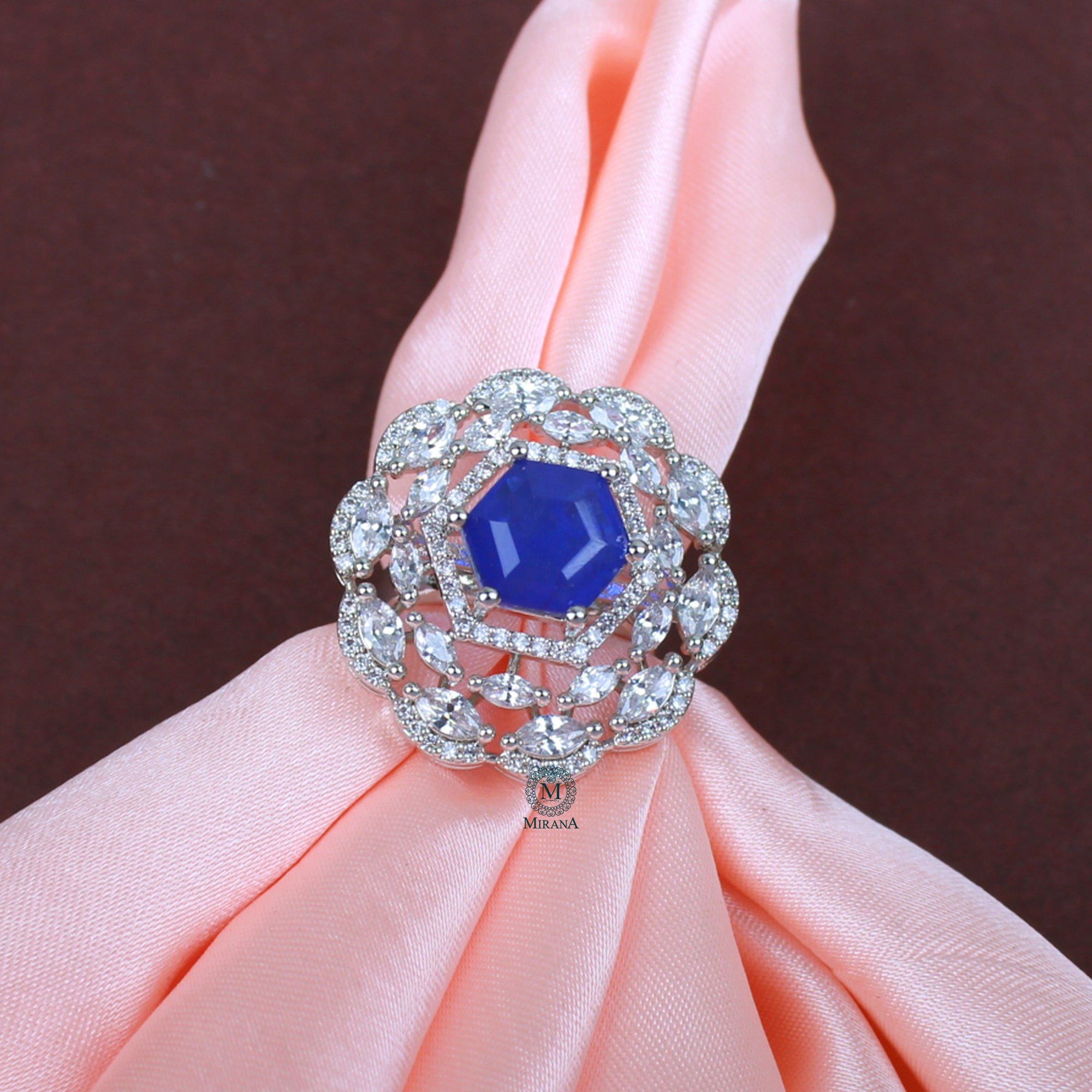 Dovie Sapphire Blue Designer Ring