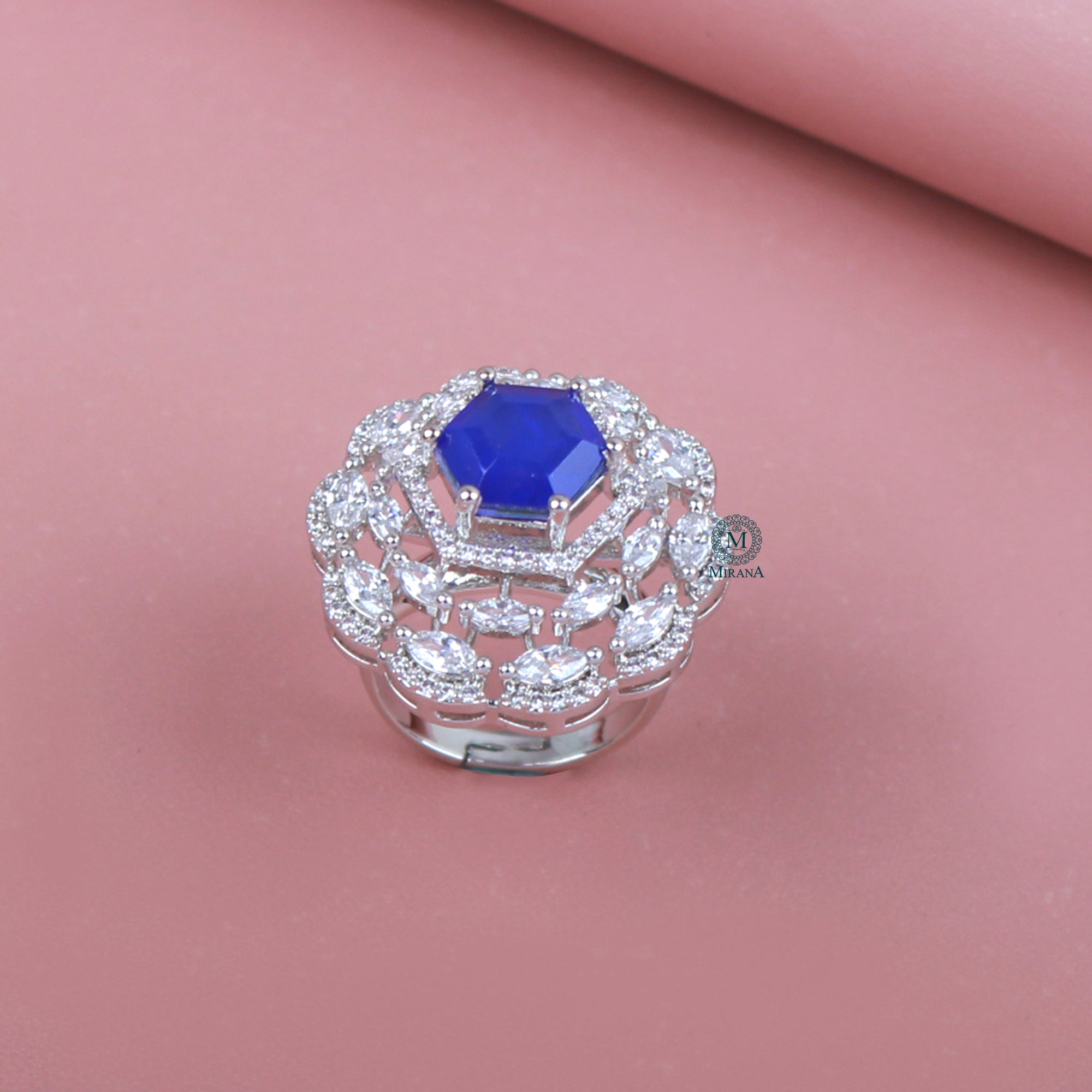 Dovie Sapphire Blue Designer Ring