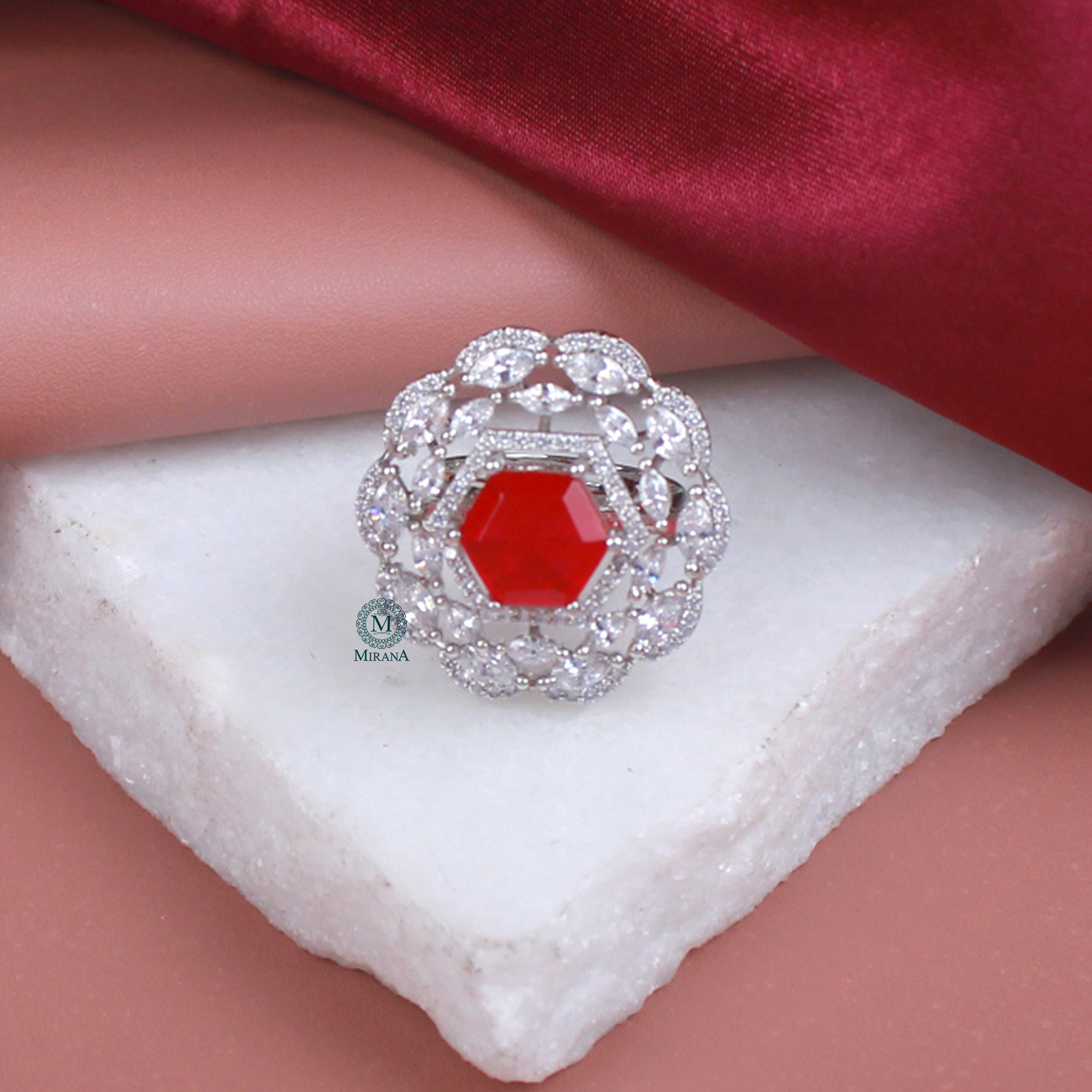 Dovie Ruby CZ Designer Ring
