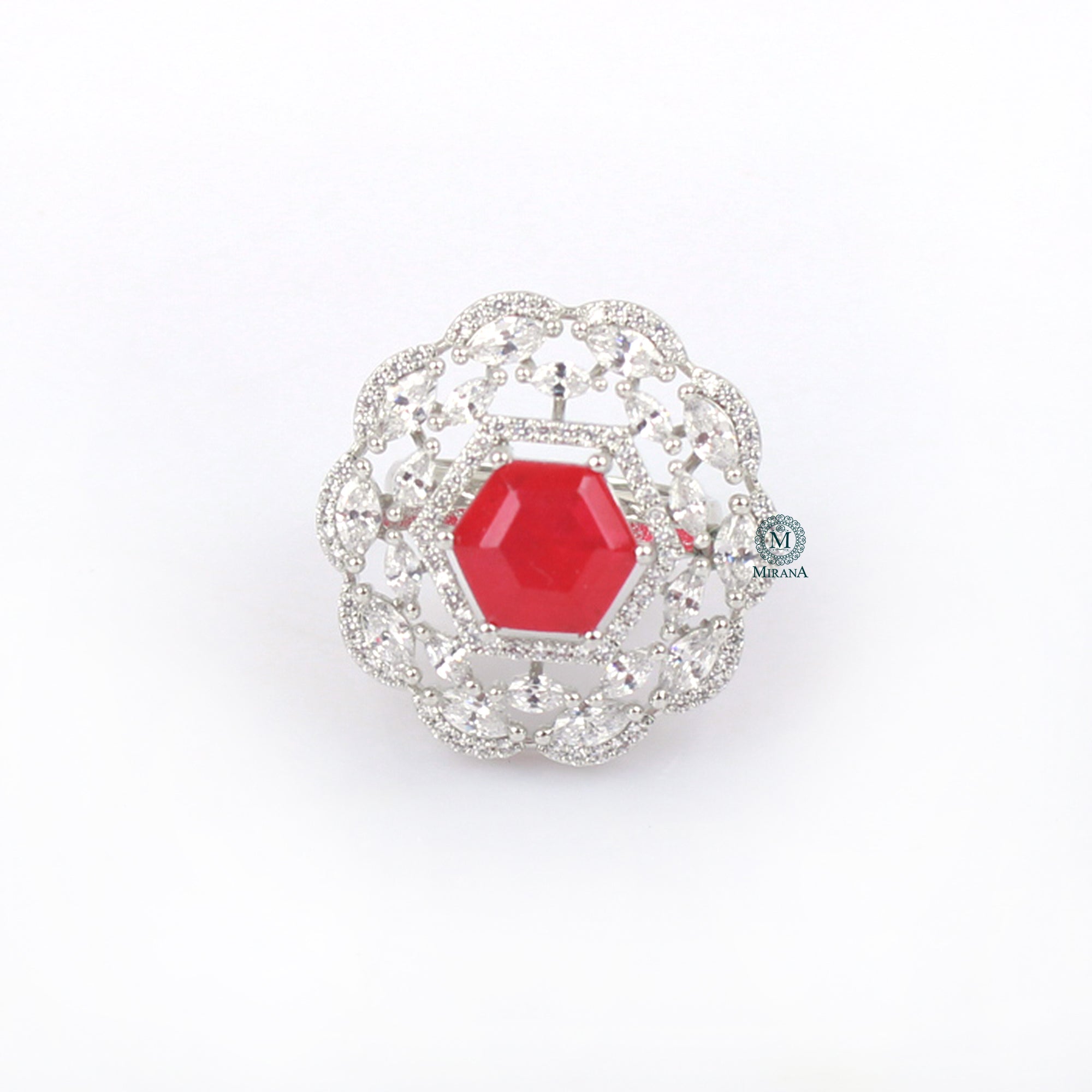 Dovie Ruby CZ Designer Ring