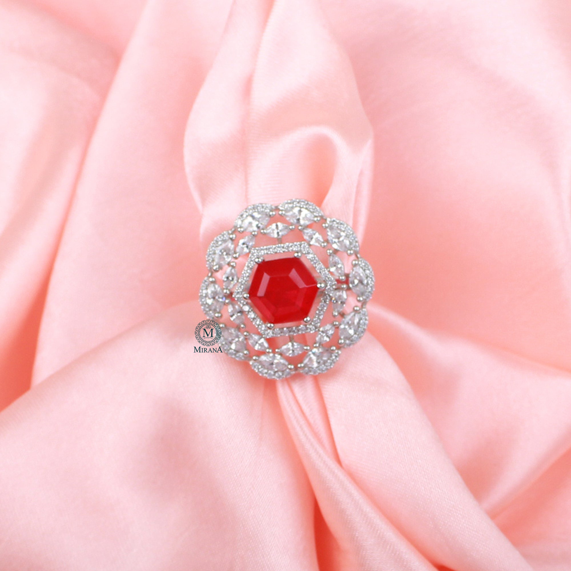 Dovie Ruby CZ Designer Ring