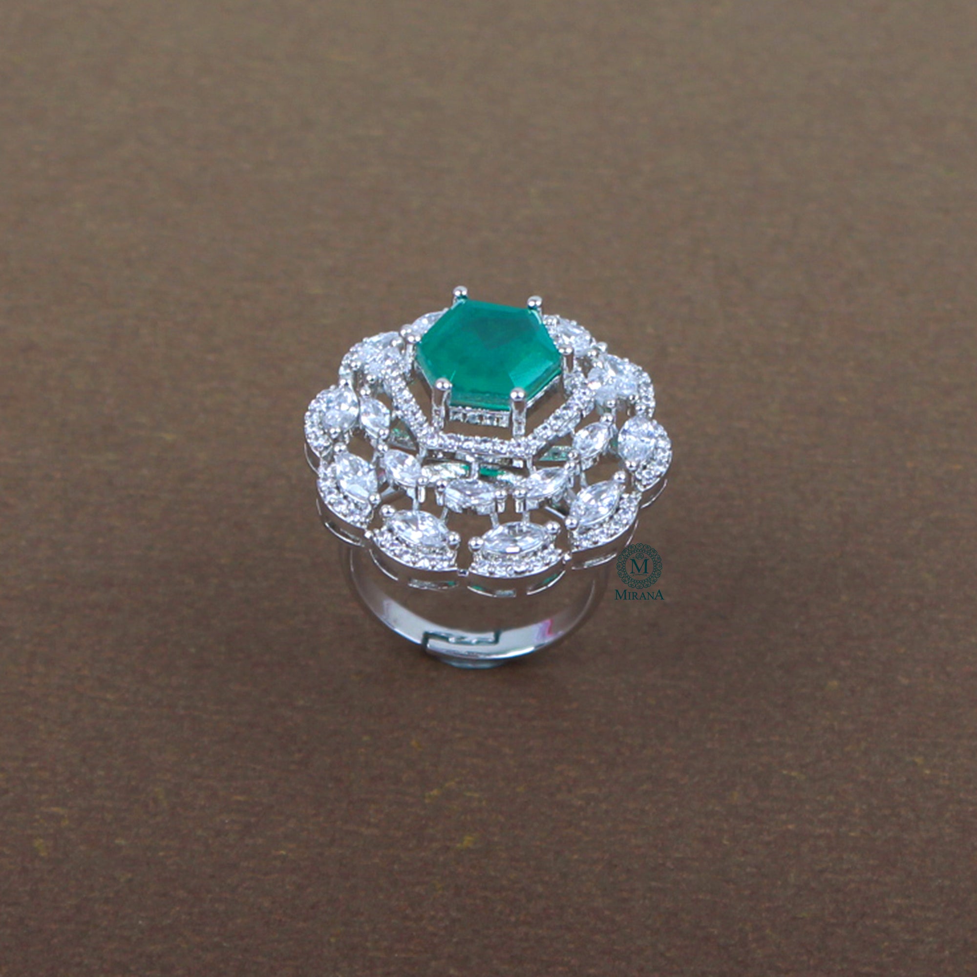 Dovie Emerald Green Designer Ring