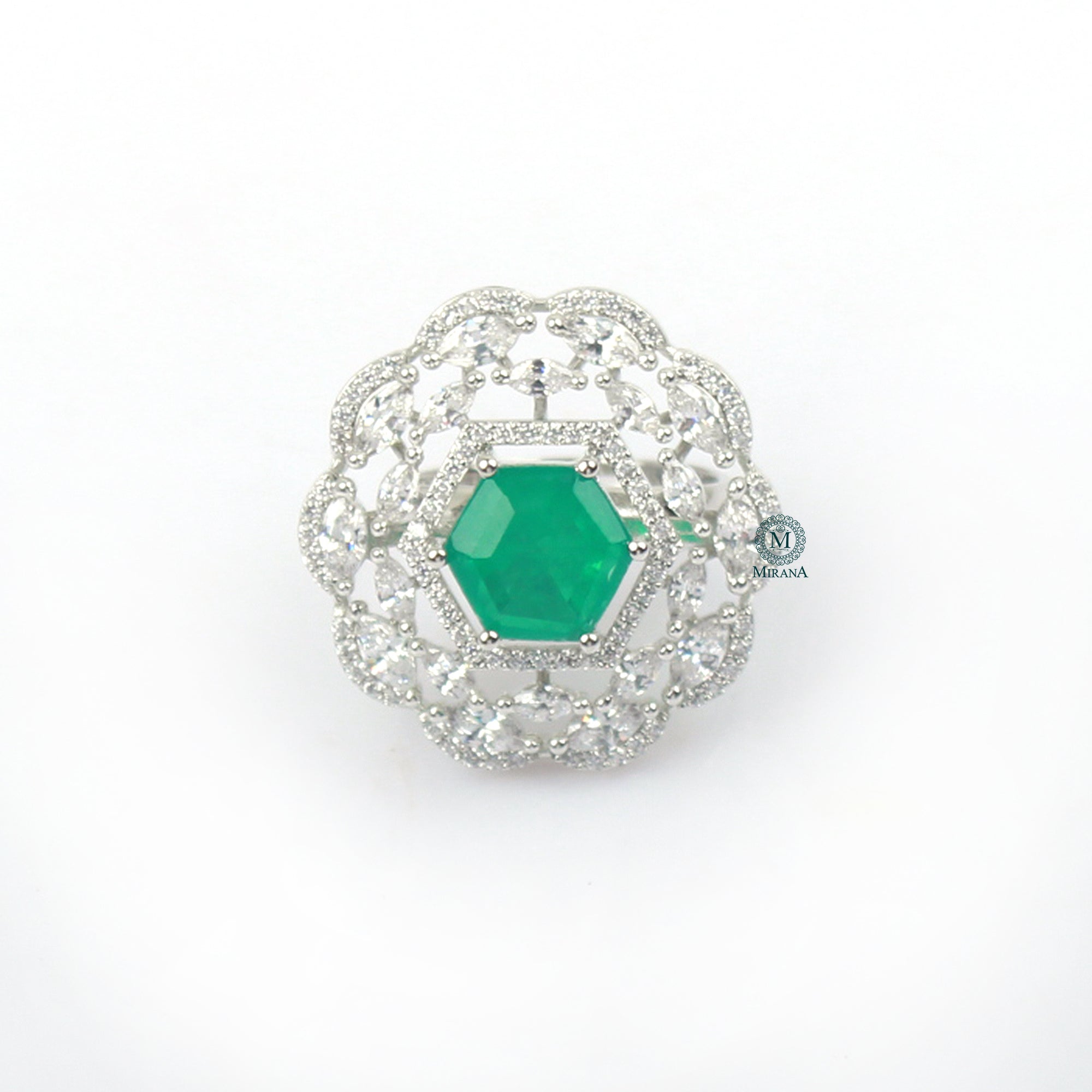 Dovie Emerald Green Designer Ring