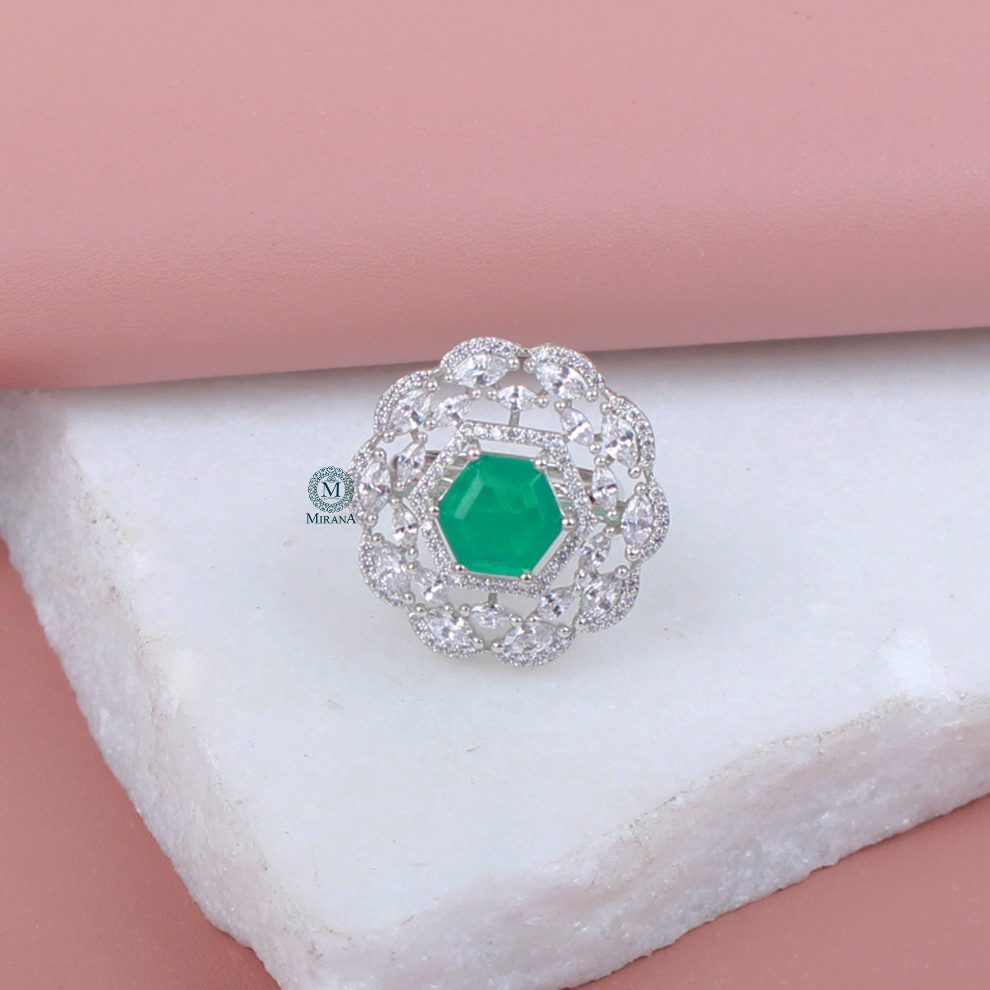 Dovie Emerald Green Designer Ring